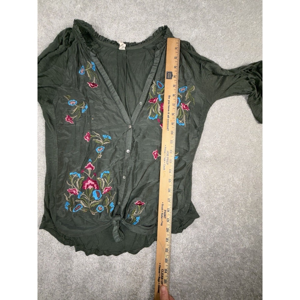 tiny anthropologie lazuli embroidered top dark green floral small - Picture 6 of 8